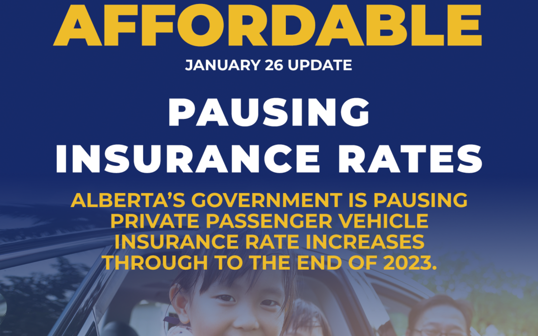 Alberta to pause vehicle insurance rates for 2023